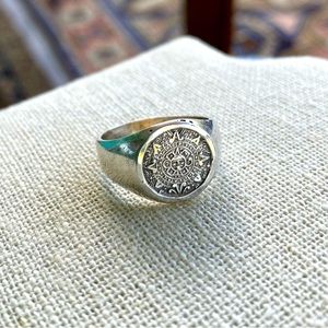 Silver Vintage Mayan(?) Ring Size 8